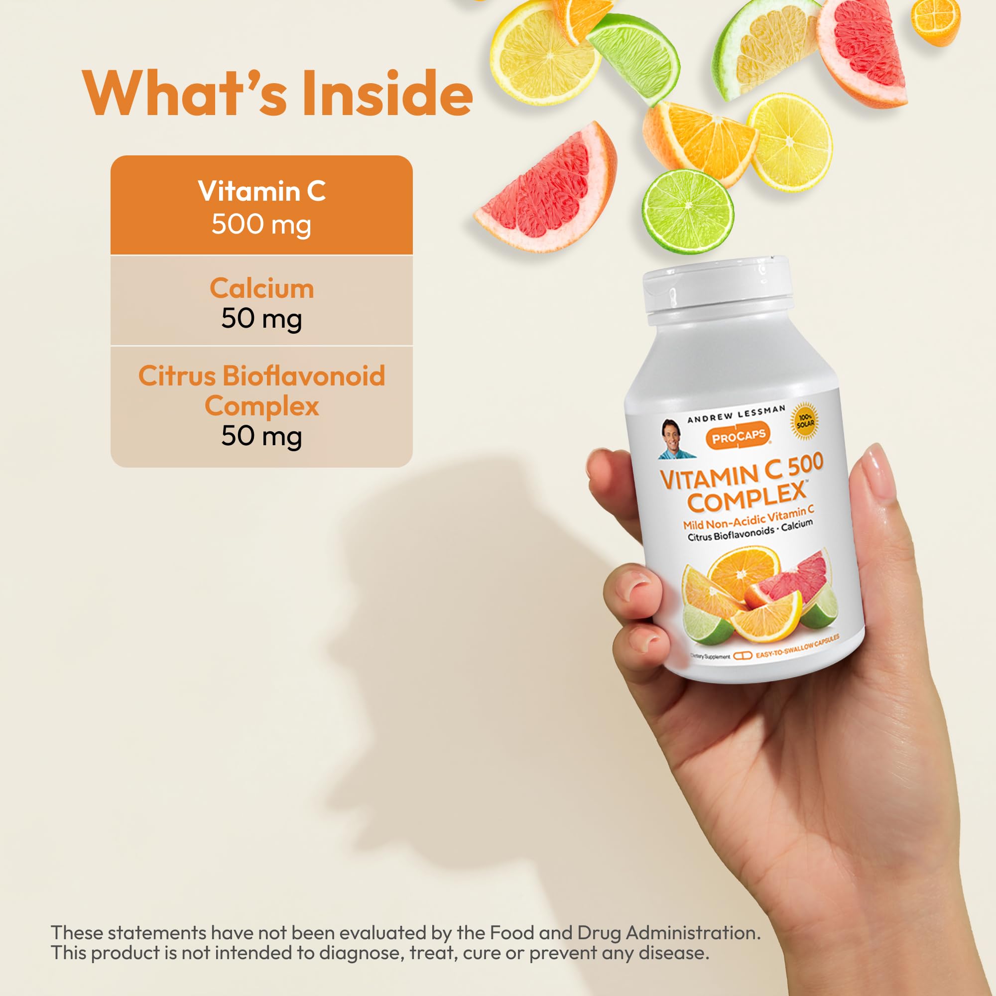 Non-acidic Vitamin C illustration with bioflavonoids
