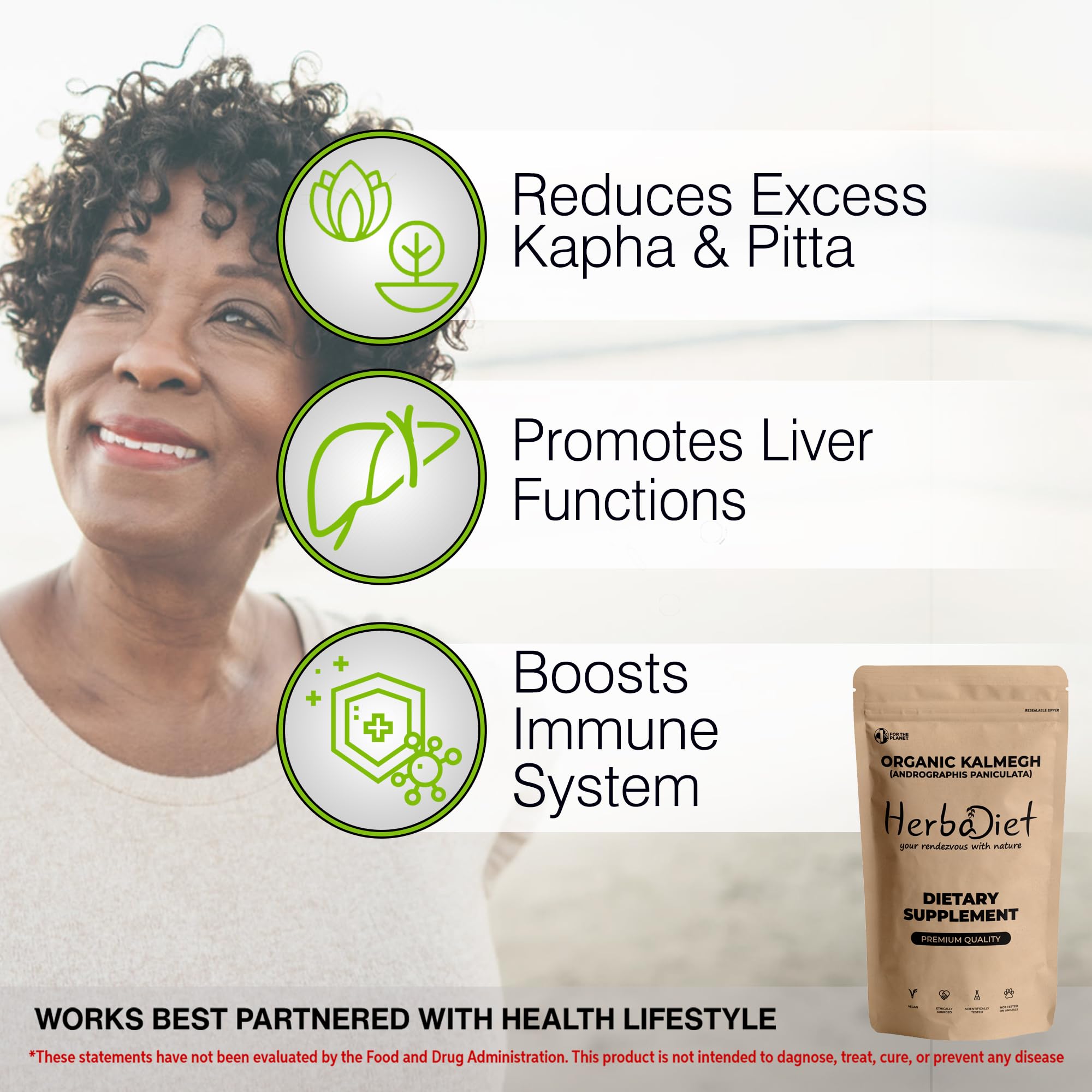 Ingredients panel showing Andrographis Paniculata powder