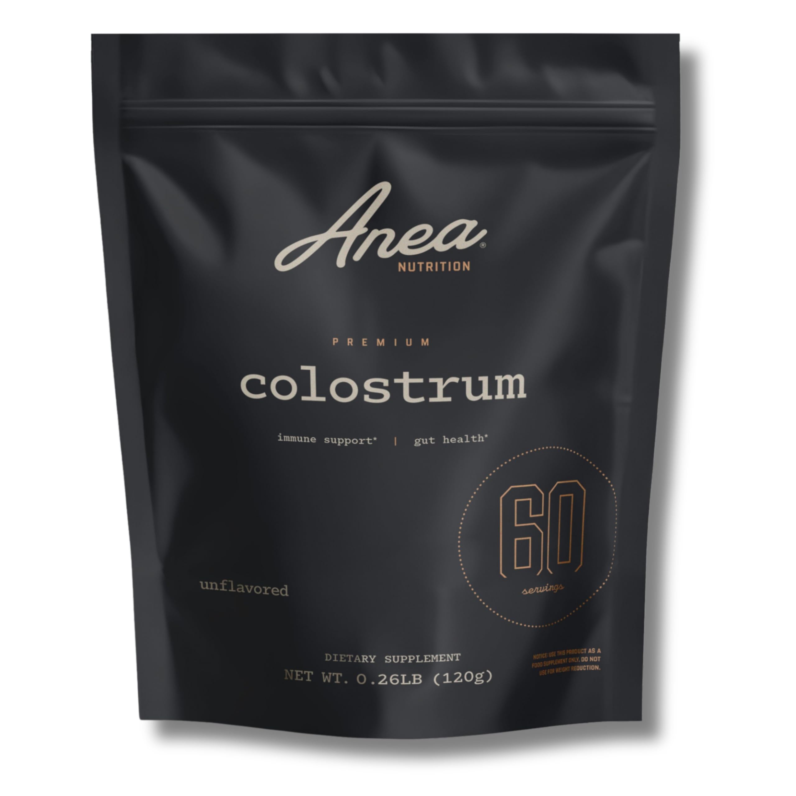 Front view of Anea Colostrum Unflavored bottle