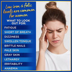 Anemia support illustration highlighting iron and folate