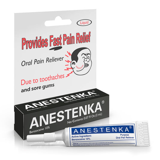 Bottle of ANESTENKA benzocaine tooth pain relief liquid, 0.07 oz, 1-pack