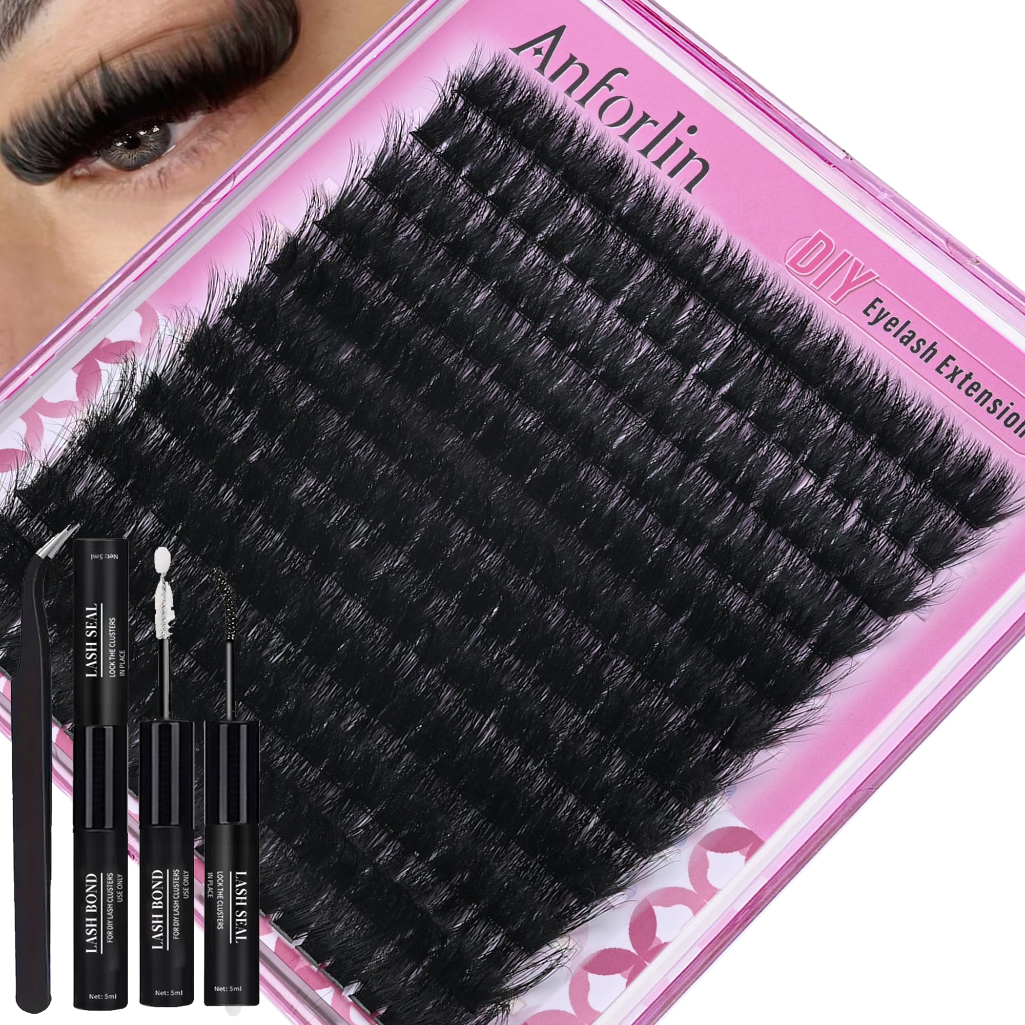 Anforlin lash clusters kit 240pcs offers bold volume for dramatic eyes.