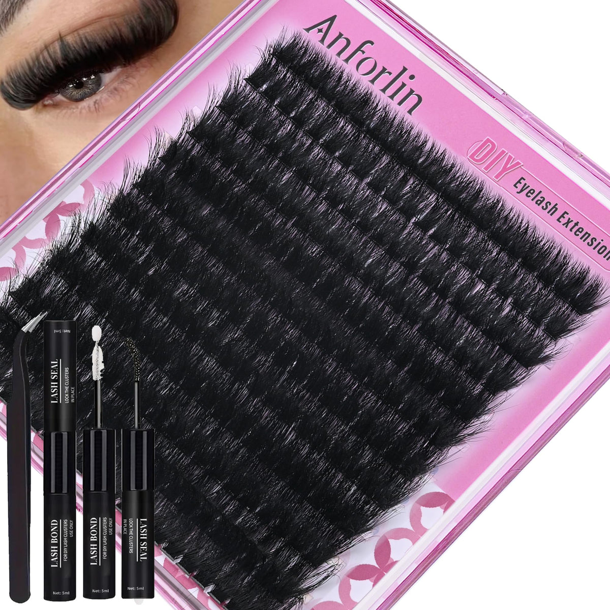 Anforlin lash clusters kit 240pcs offers bold volume for dramatic eyes.