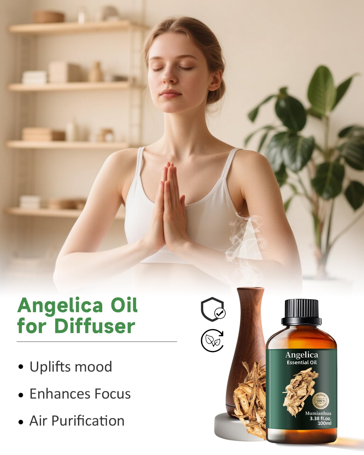 Diffuser with Angelica Root Essential Oil in a serene room