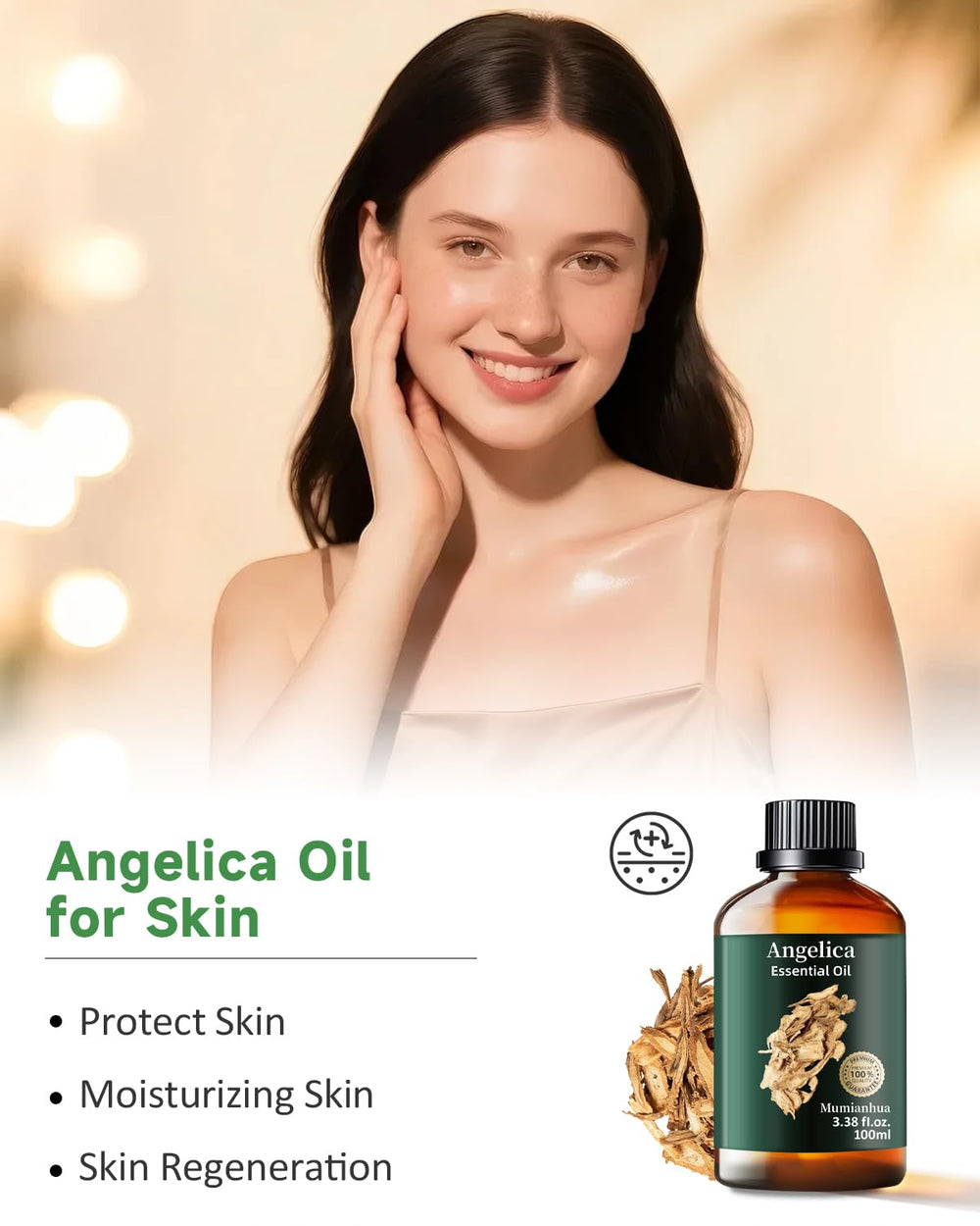 Skincare application of Angelica Root Essential Oil with carrier oil