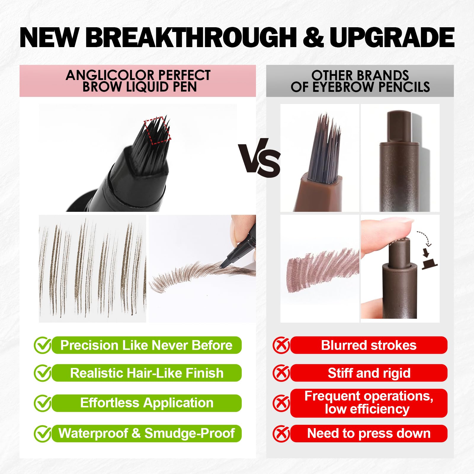 Anglicolor Square Angled Eyebrow Brush head enables clean, precise fills.