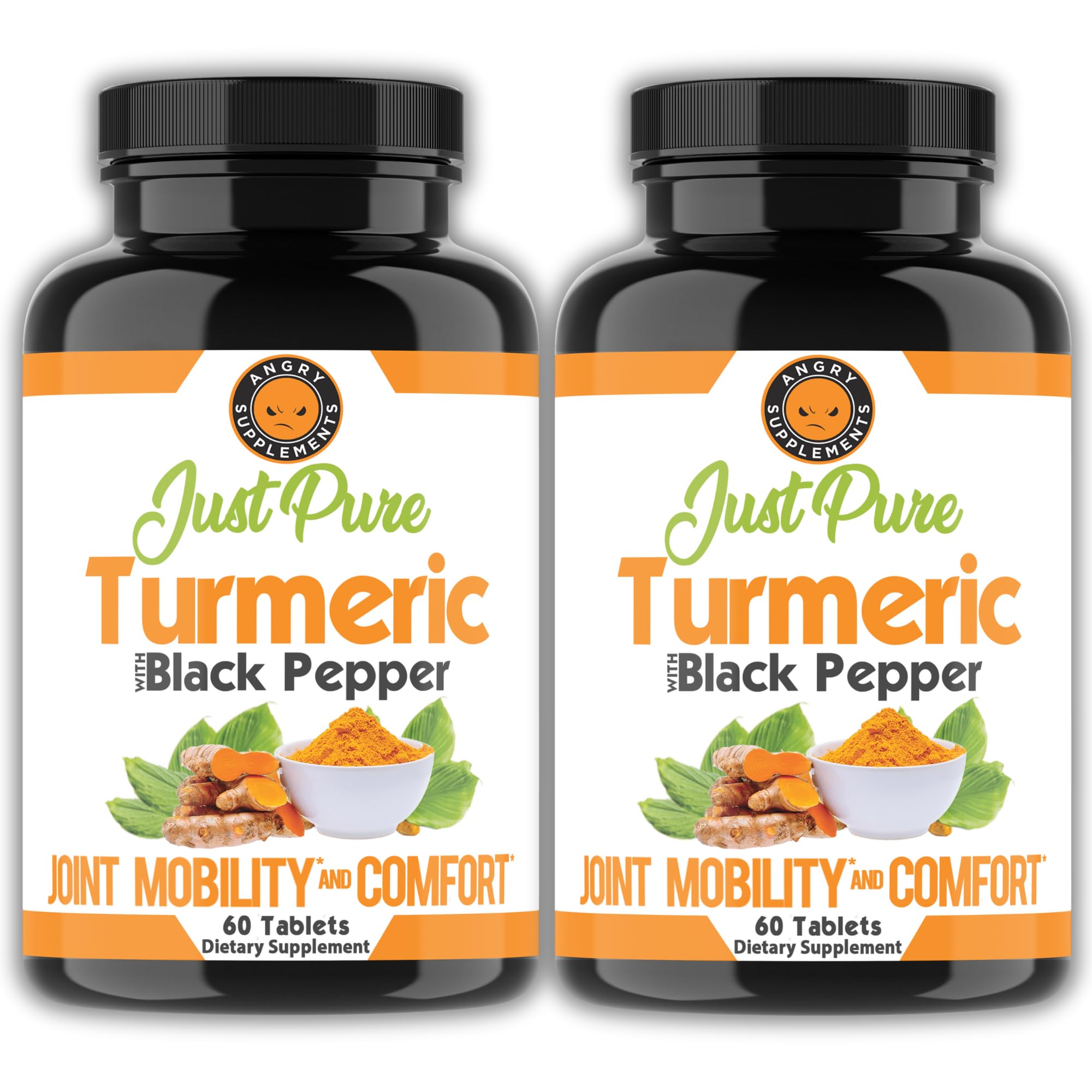Angry Supplements Just Pure Turmeric Root with Black Pepper 2-pack front view