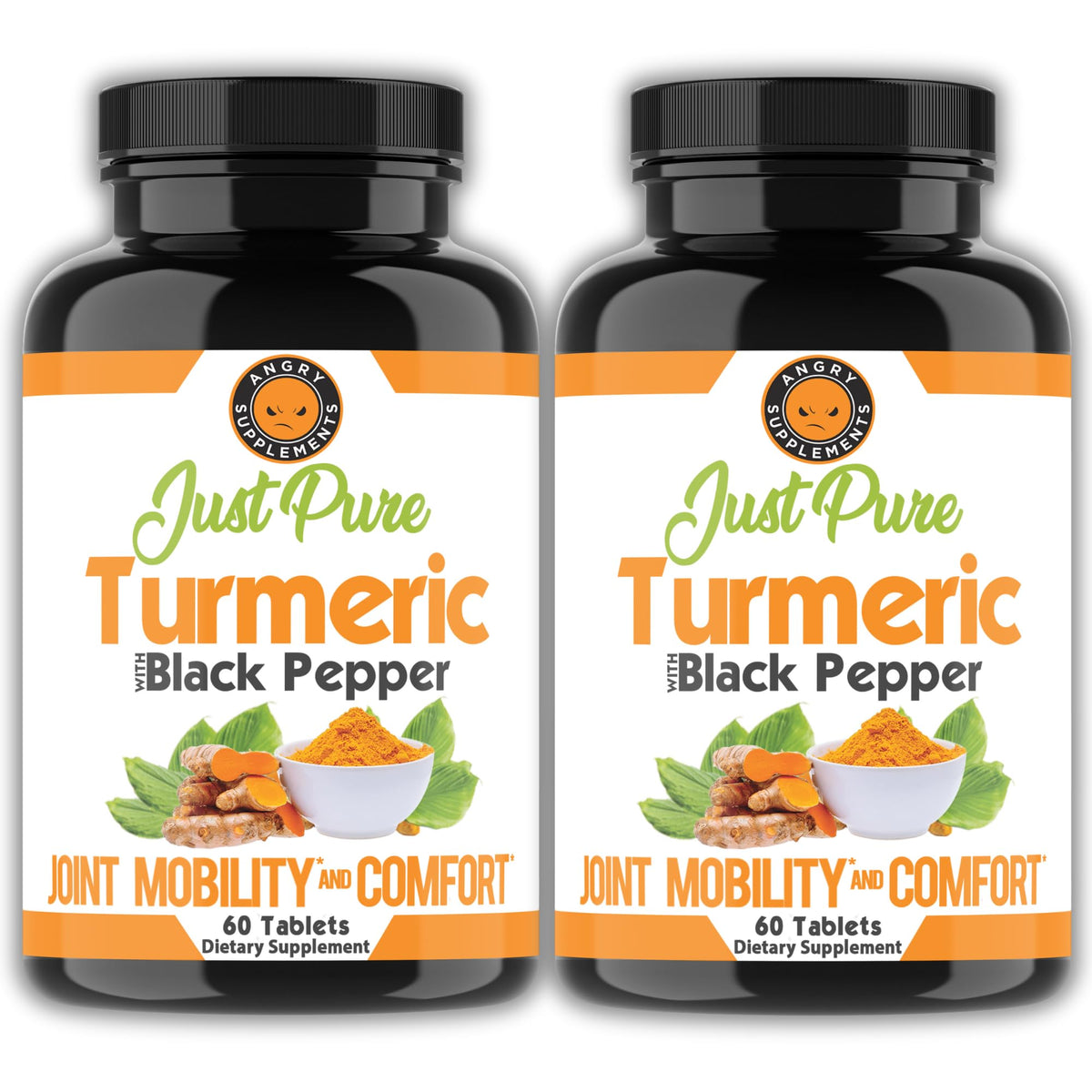 Angry Supplements Just Pure Turmeric Root with Black Pepper 2-pack front view