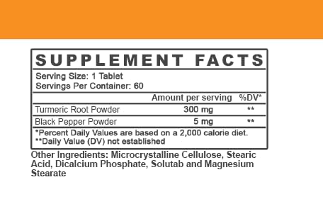 Two vegetarian turmeric tablets bottles with black pepper for 120-day supply