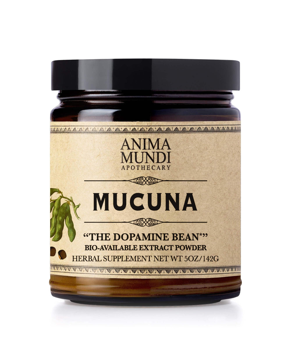 Anima Mundi Apothecary Mucuna Powder jar with scoop on white background