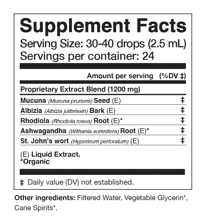 Organic ashwagandha root extract bottle label