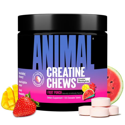 Animal Creatine Chews Fruit Punch bottle label