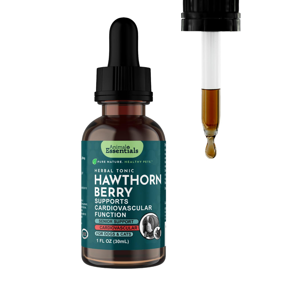 Organic hawthorn berry tincture bottle for dogs and cats