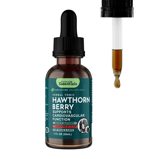 Organic hawthorn berry tincture bottle for dogs and cats