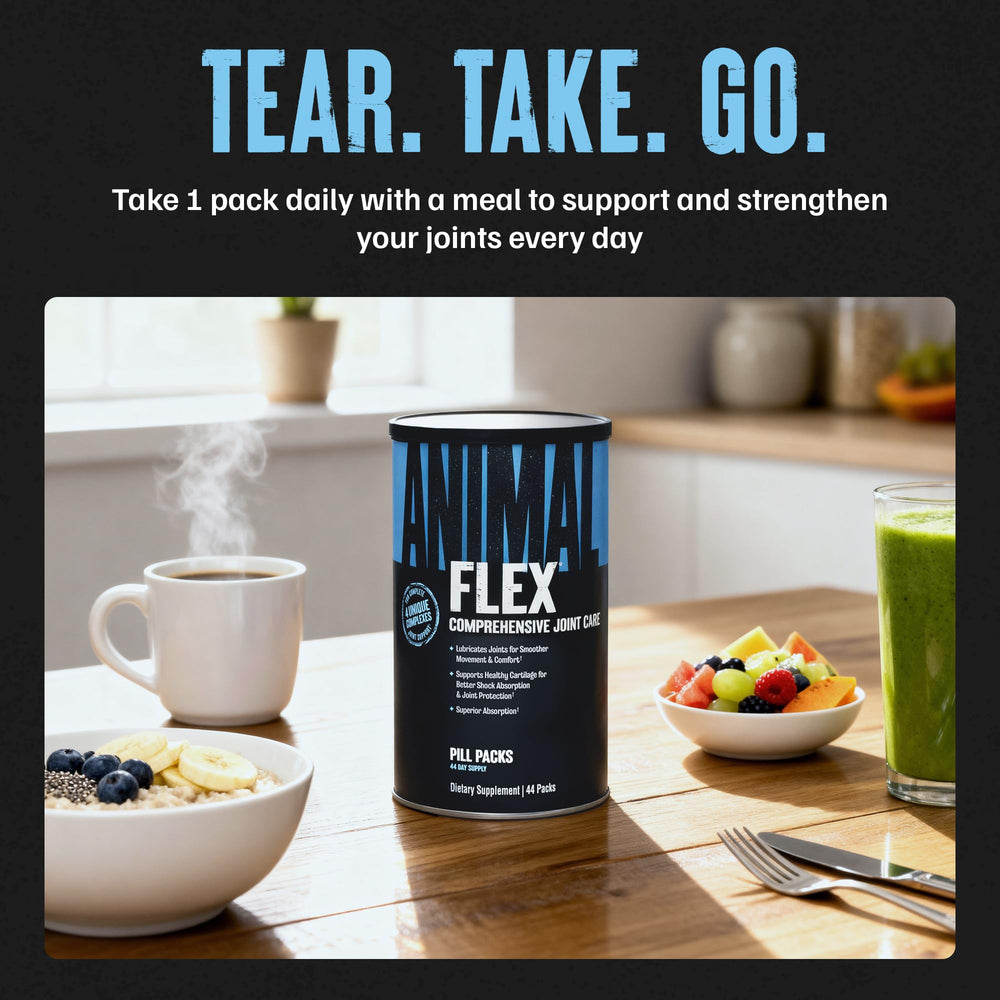 Animal Flex hyaluronic acid and flaxseed oil promote smoother joint movement.