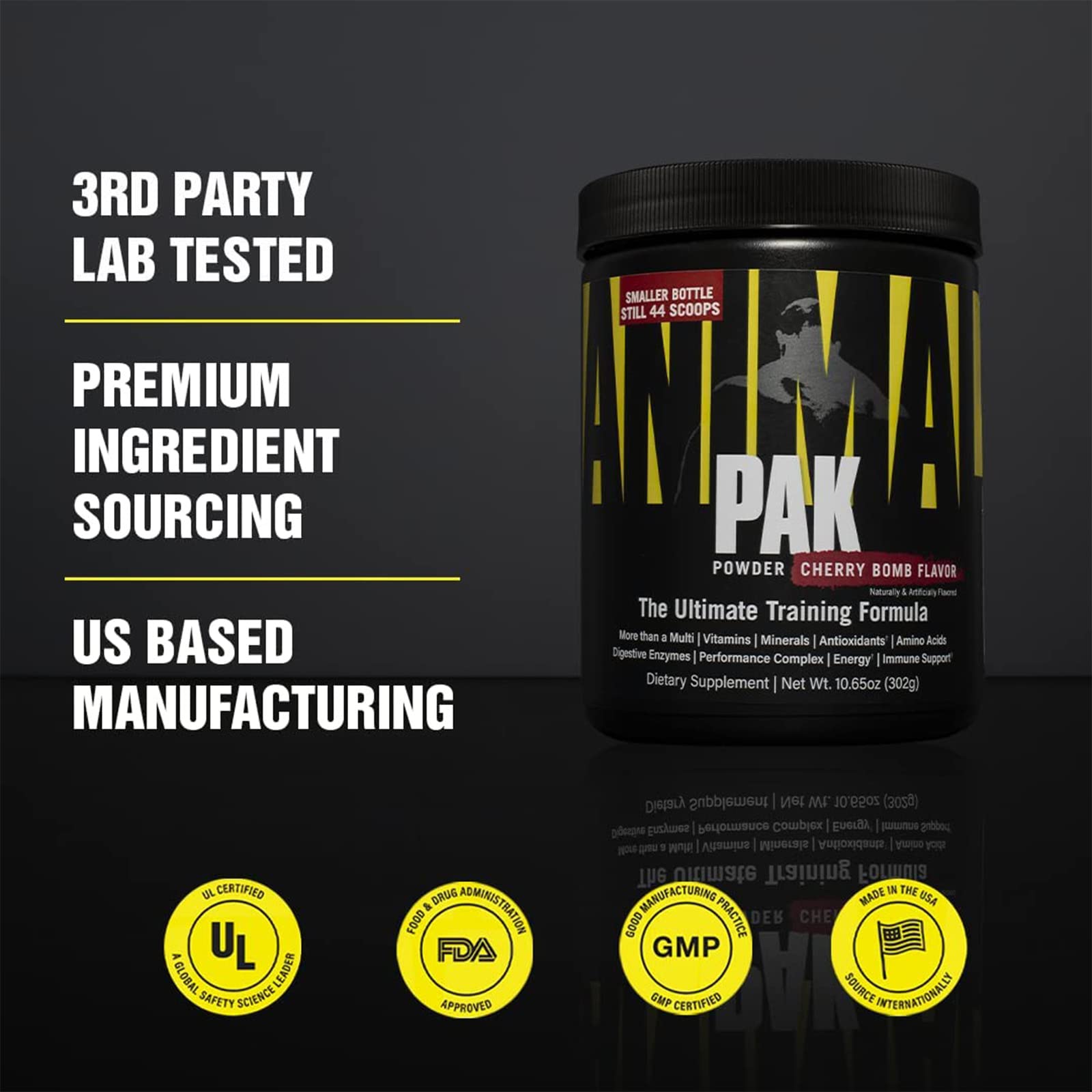 Shaker with Animal Pak powder being mixed