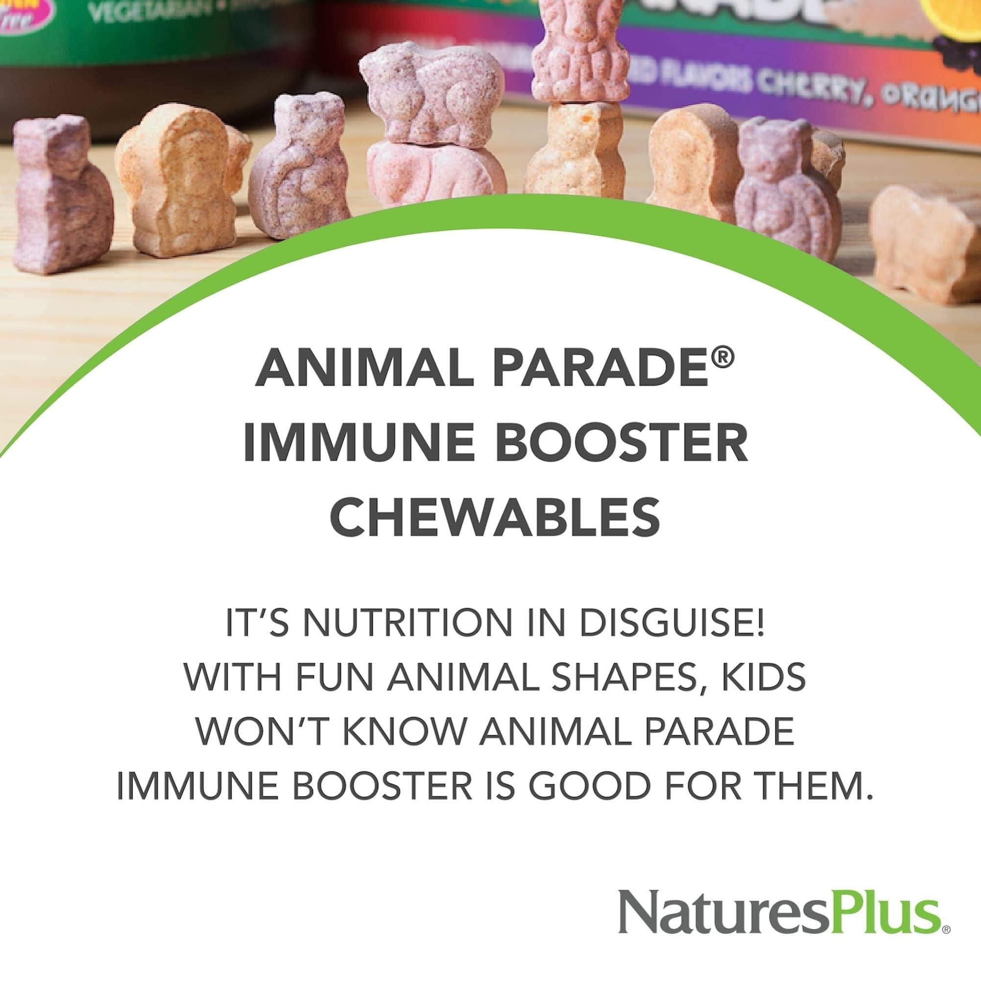 Child enjoying Animal Parade Immune Booster in tropical berry flavor