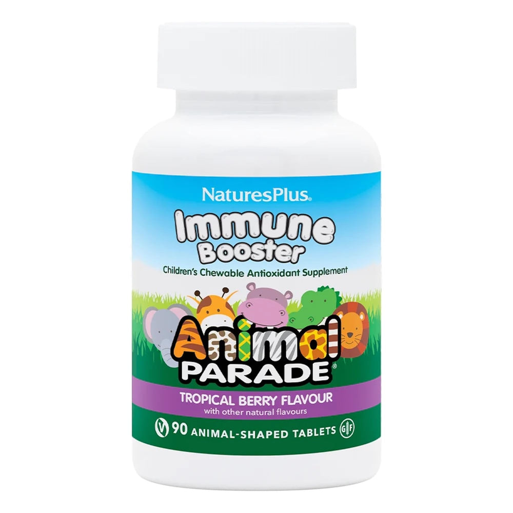 Front view of Natures Plus Animal Parade Immune Booster Tropical Berry 90 chewables