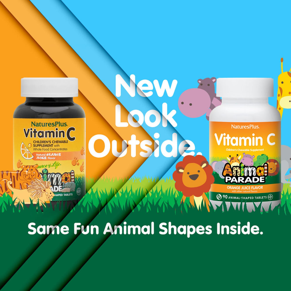 Animal Parade Vitamin C chewables for kids 90 tablets close-up