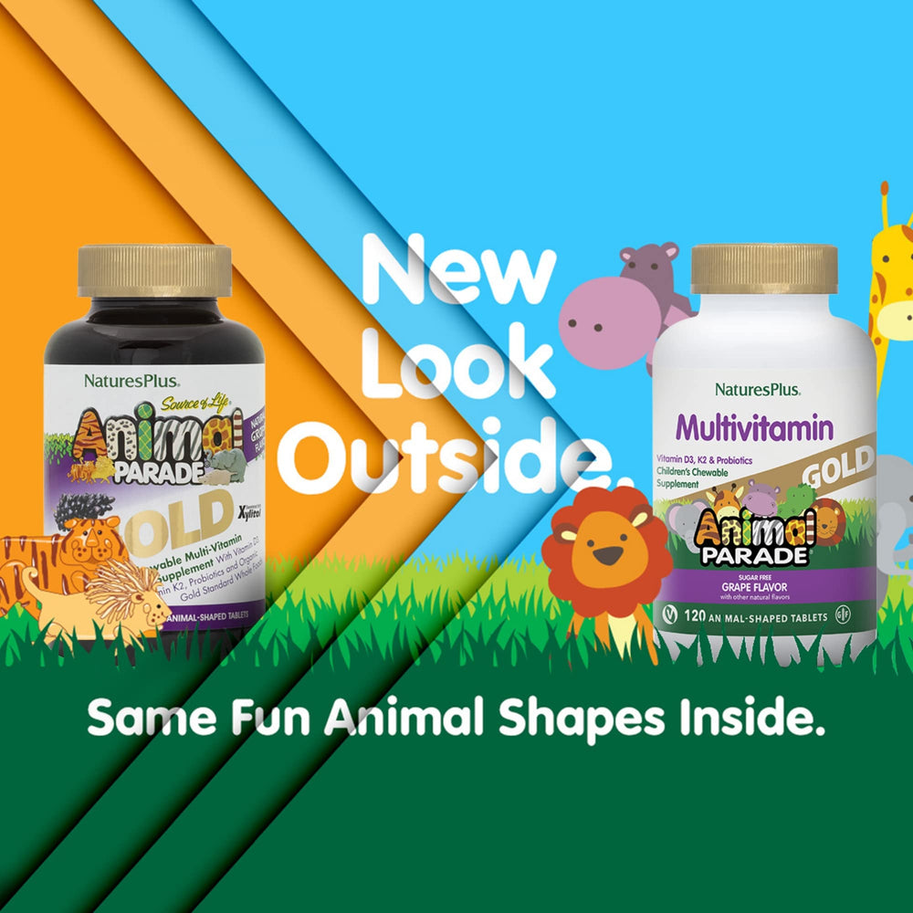 Animal-shaped chewable vitamins for children