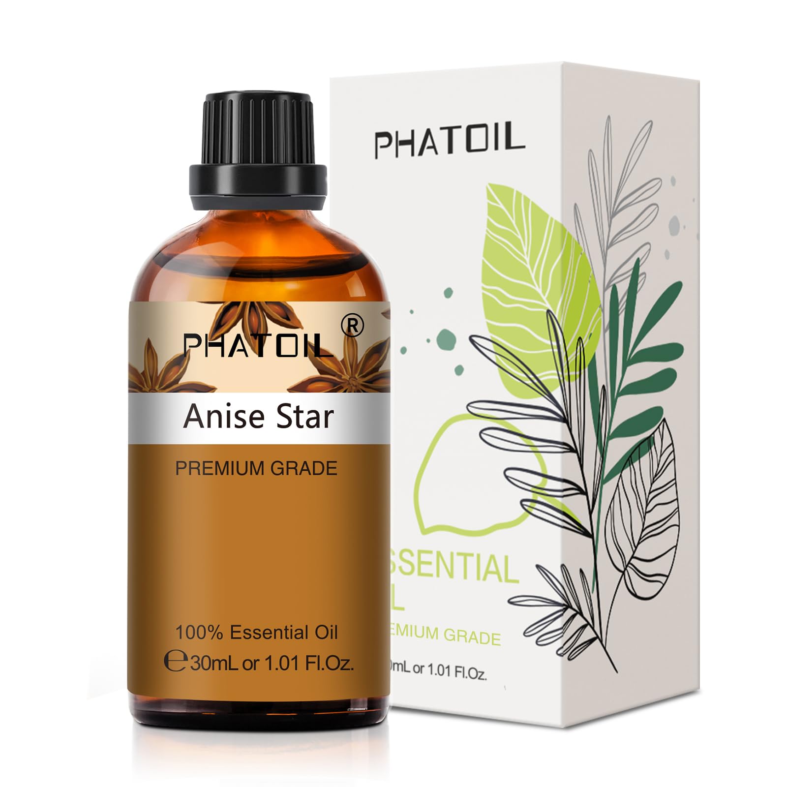 Anise Star essential oil in 30ml amber bottle with dropper