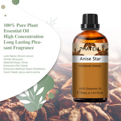 Close-up of amber bottle containing Anise Star essential oil