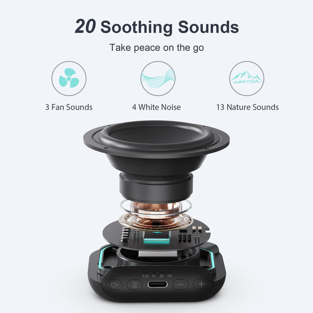 ANJANK device offers 20 soothing sounds for customizable sleep experiences.
