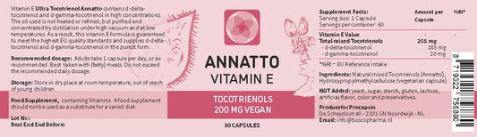 Capsules of Annatto Tocotrienols vegan vitamin E, tocopherol-free