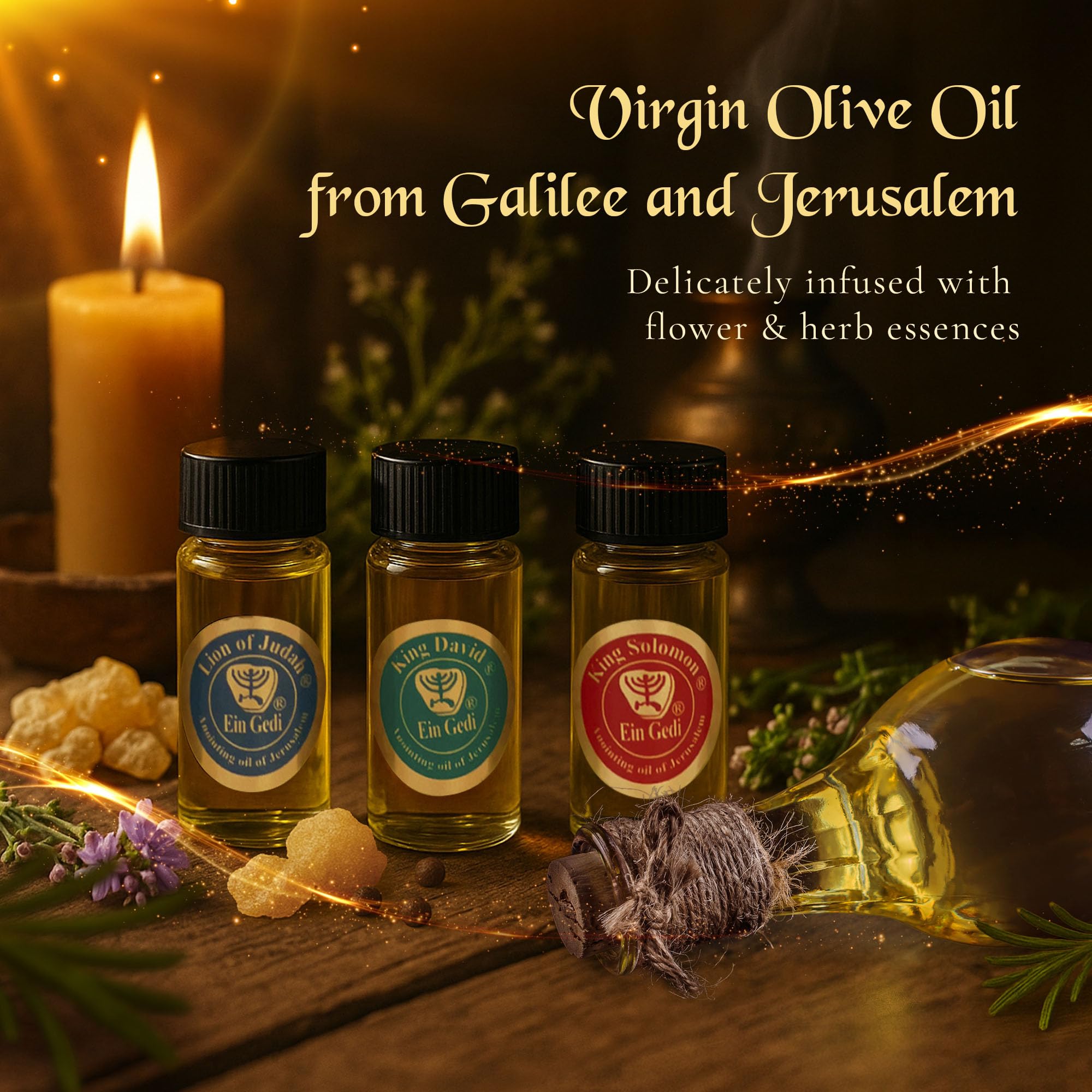 Packaging showing Lion of Judah, King David, and King Solomon themes