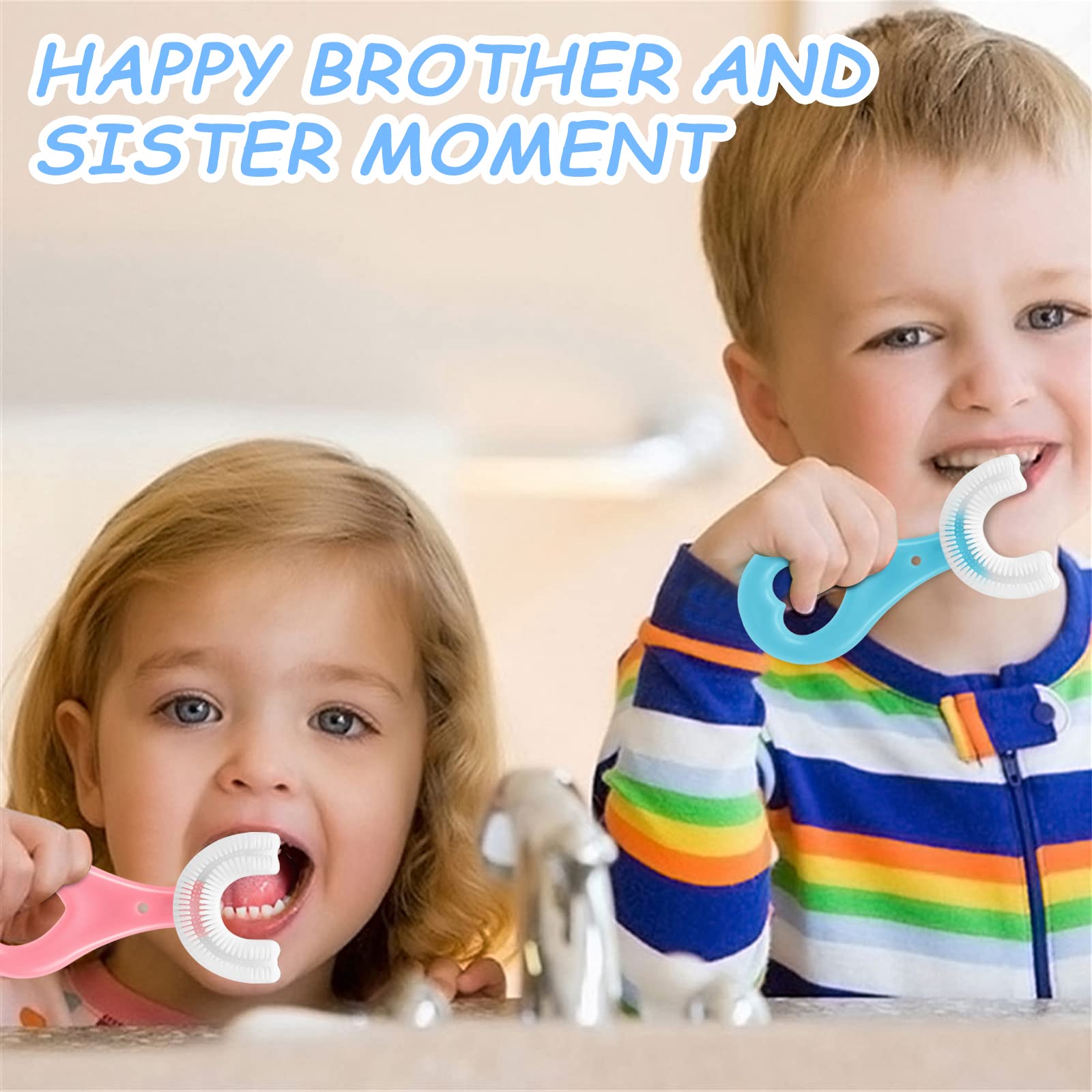 ANOOVV 4-pack toddler toothbrush bundle in blue and pink