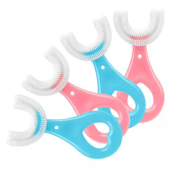 ANOOVV U-shaped toddler toothbrush blue color front view