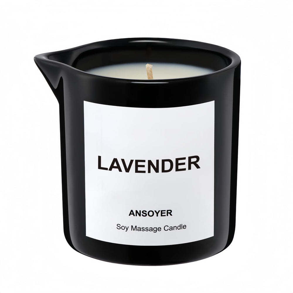 ANSOYER Lavender Massage Oil Candle 8.1oz with lid
