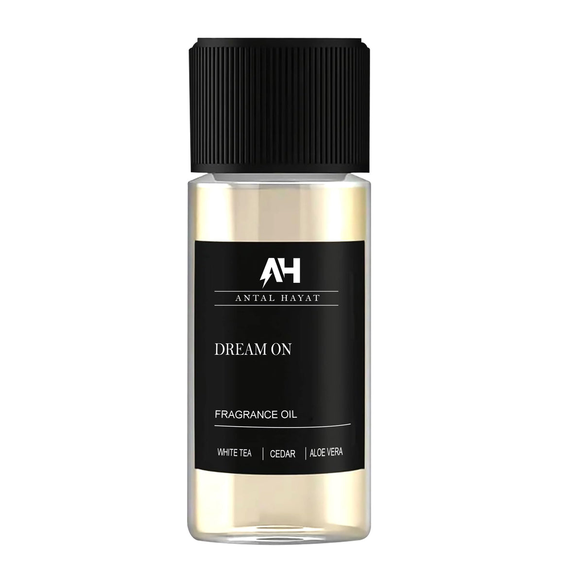 Antal Hayat Dream On bottle close-up 20ml highlights calming white tea vanilla cedar aroma for diffusers
