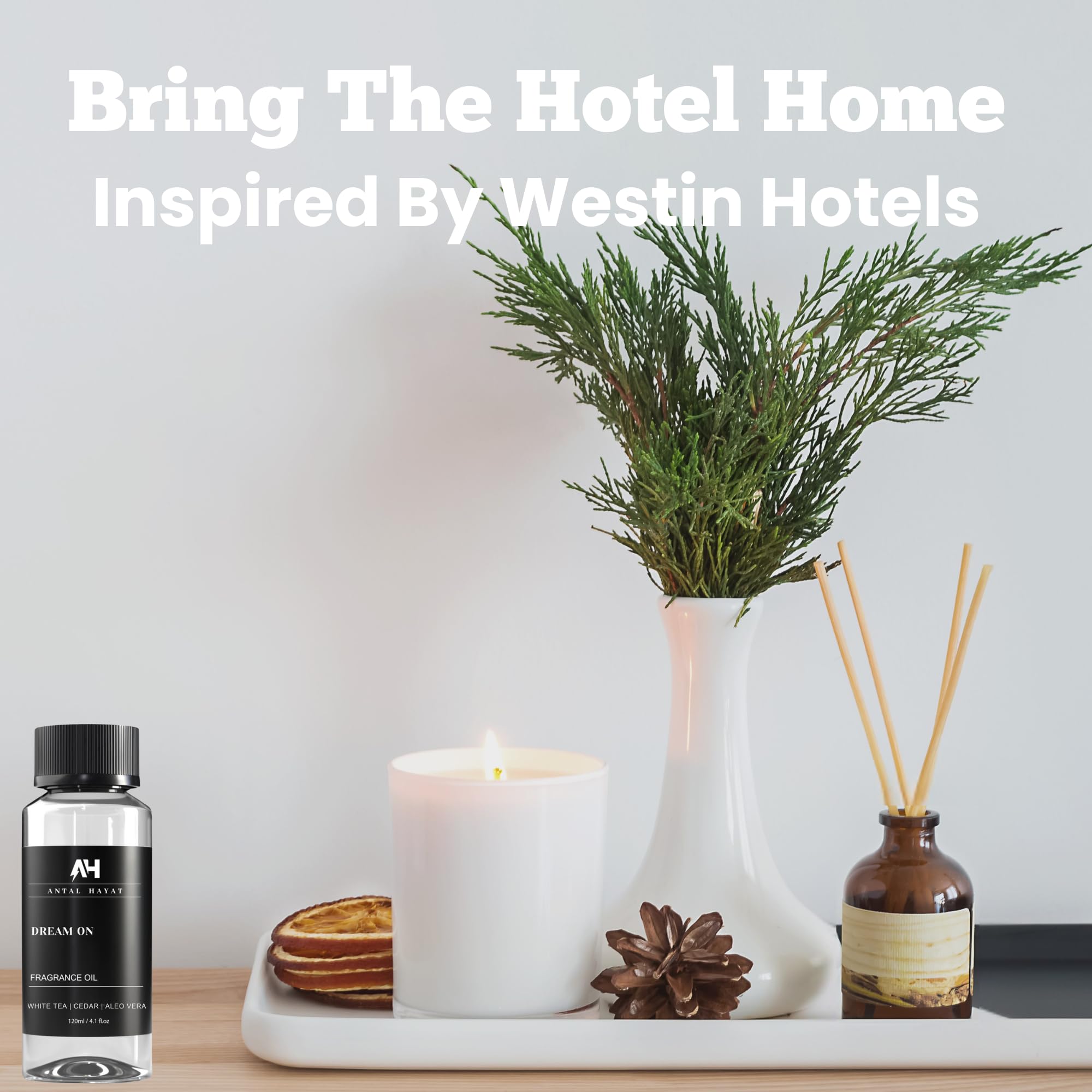 White tea vanilla cedar note blend delivering bright, comforting scent