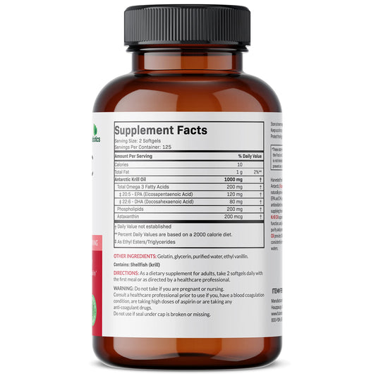 Back label showing 250 softgels and 125 servings