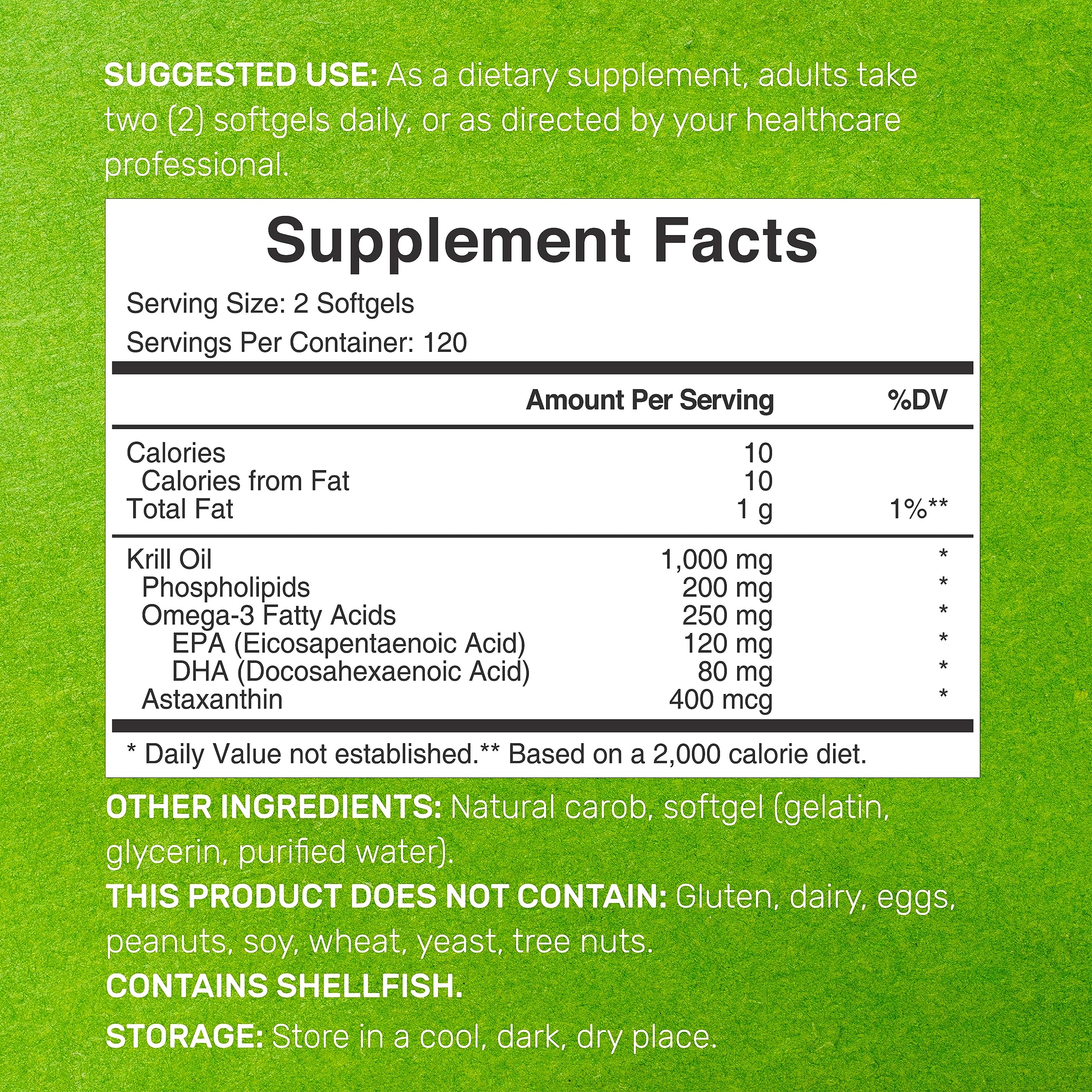 Krill oil 1000mg omega-3 EPA DHA with astaxanthin and phospholipids