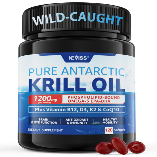 Antarctic Krill Oil 1200mg bottle and softgels close-up