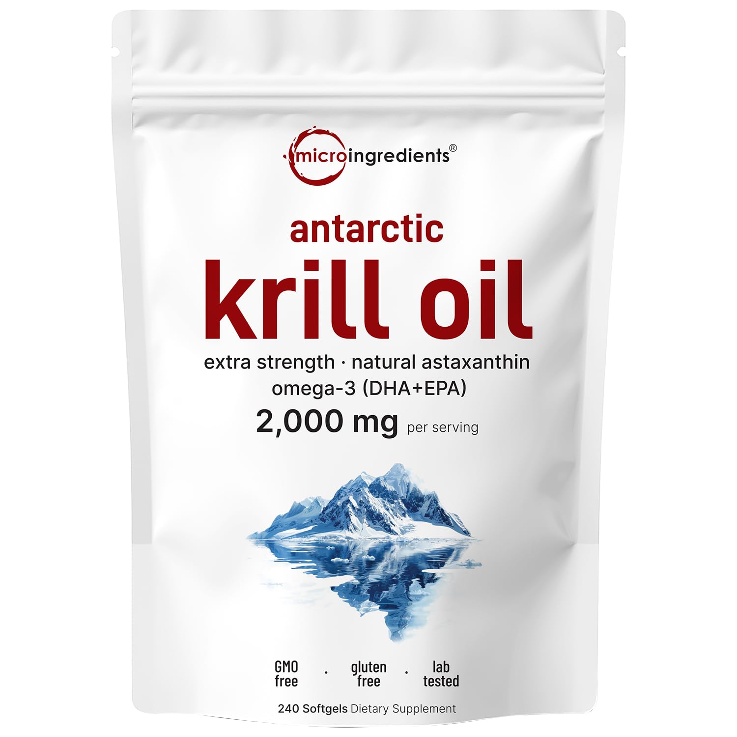 Micro Ingredients Antarctic Krill Oil 2000mg per serving, 240 softgels bottle