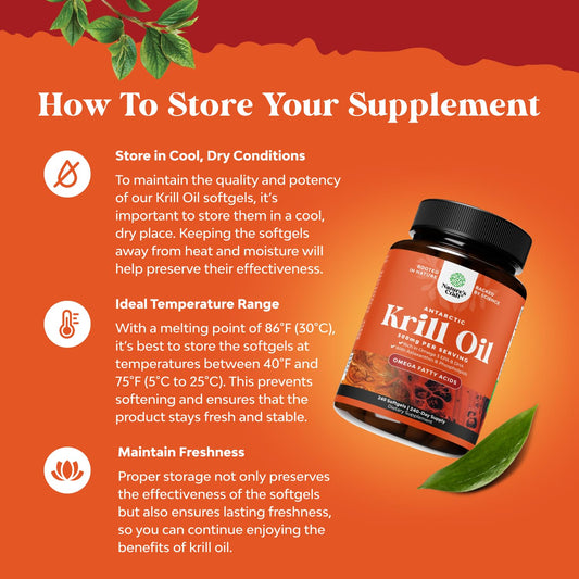 Close-up of Antarctic Krill Oil 500mg softgels capsules