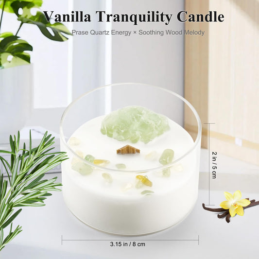 Close-up of vanilla candle with wood wick before burn