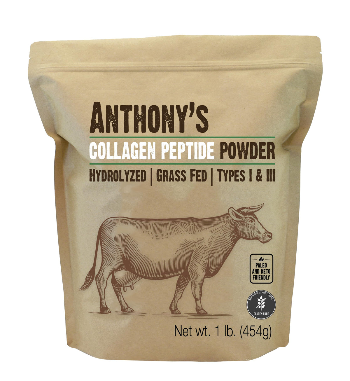 Anthony's Collagen Peptide Powder 1 lb - front view