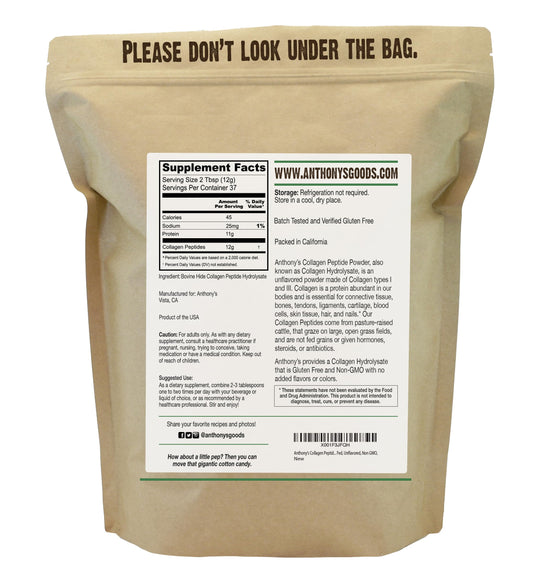 Anthony's Collagen Peptide Powder 1 lb - product label