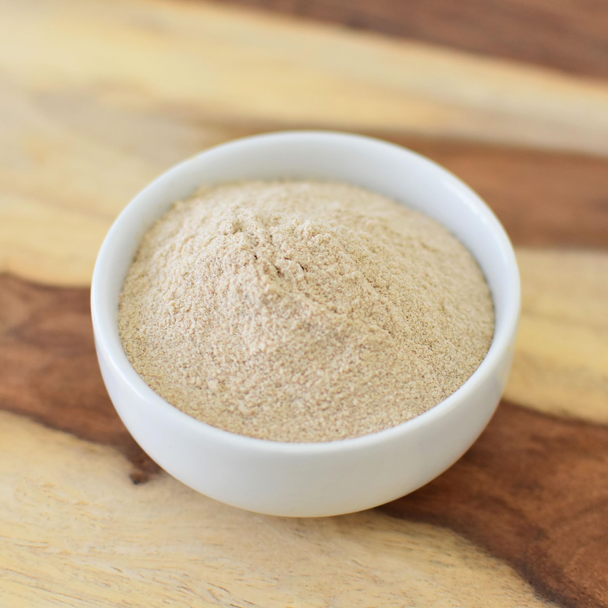 Close-up of finely ground psyllium husk powder texture