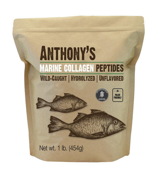 Gluten-free, unflavored marine collagen peptides in 1lb package