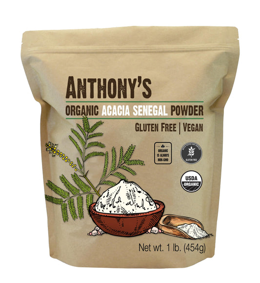 Front view of Anthony's Organic Acacia Senegal Powder 1 lb