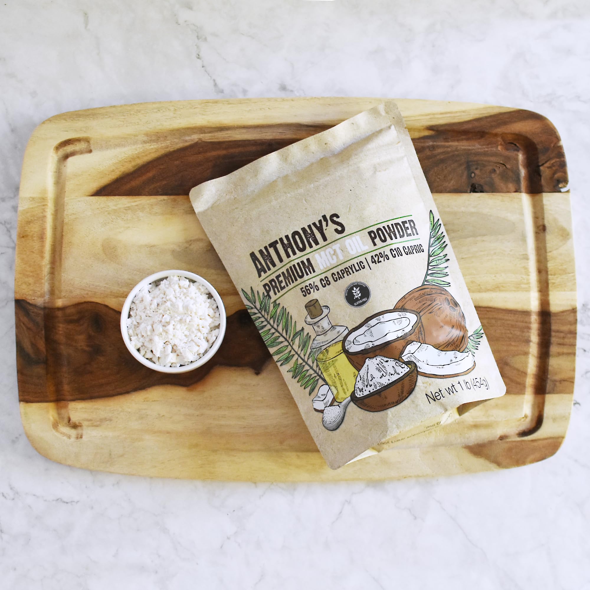 1 lb jar packaging of Anthony's MCT Oil Powder
