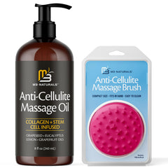 Packaging for Anti Cellulite Massage Oil and brush.