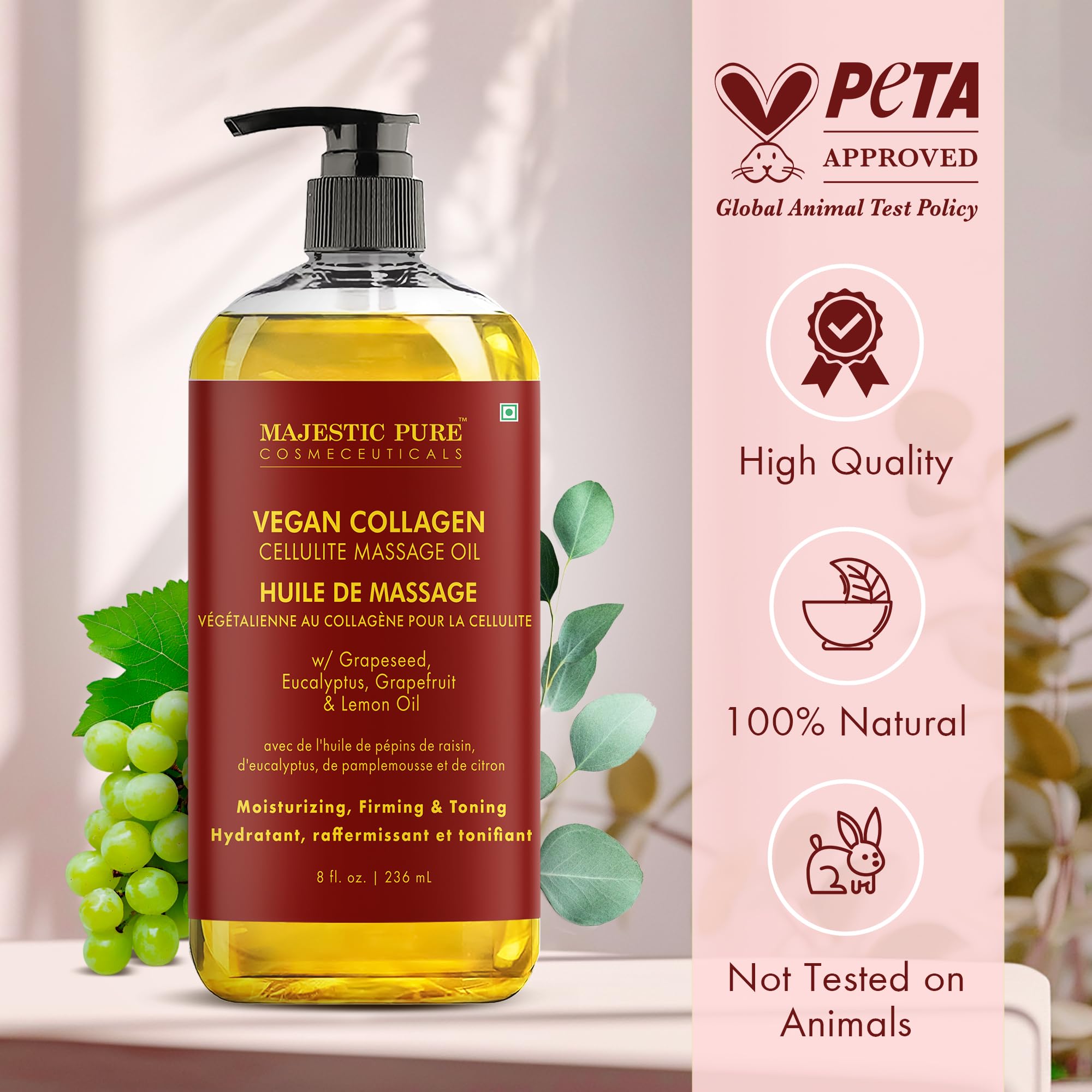 Oil with vegan collagen and apple stem cell extracts for cellulite care