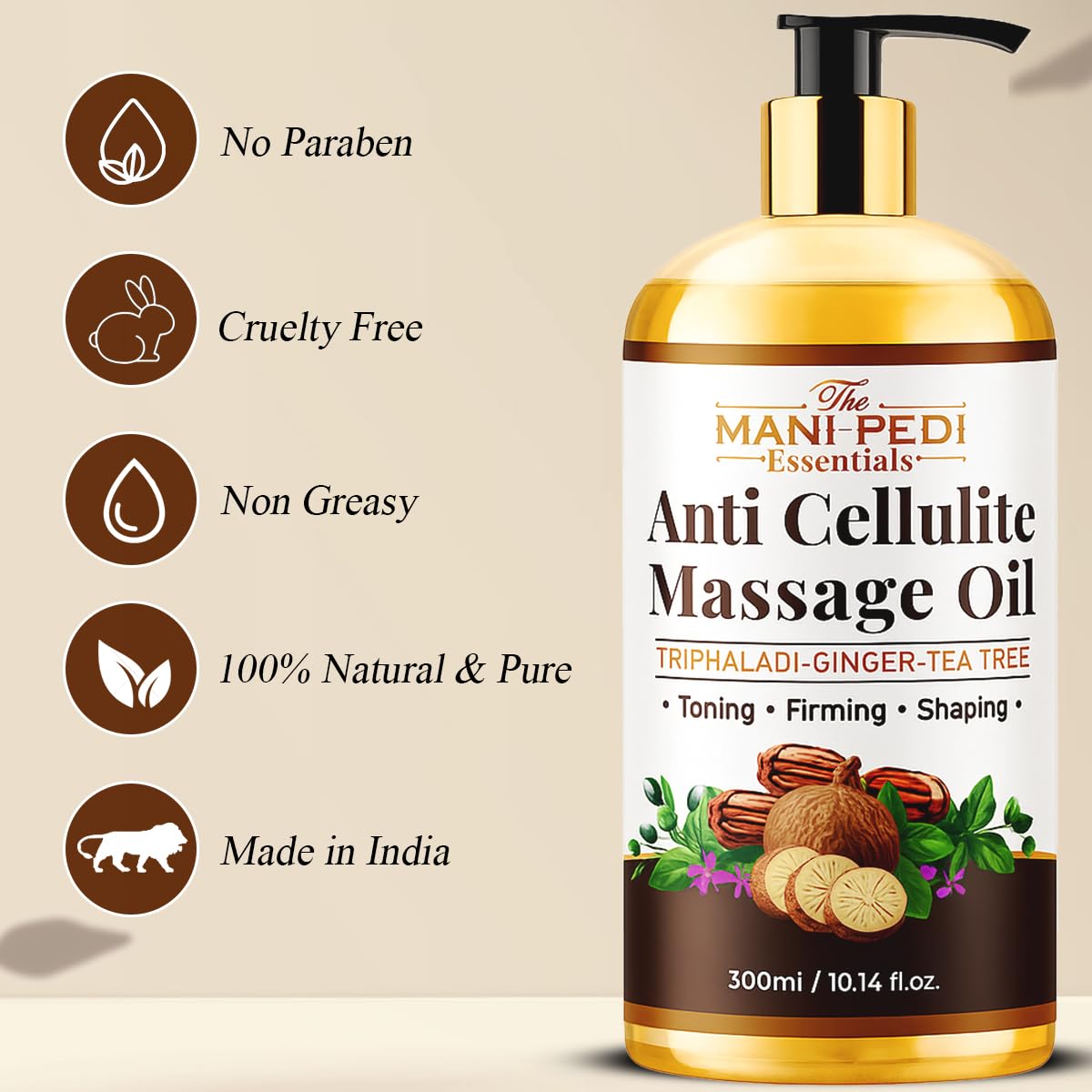 Application of anti-cellulite massage oil on skin