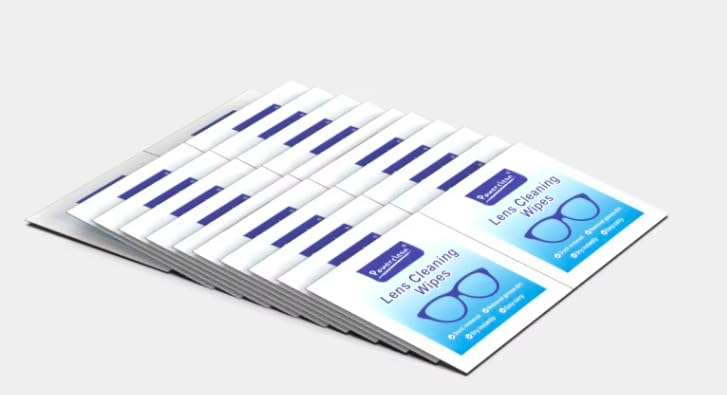 100-pack pre-moistened anti-fog wipes close-up packaging